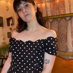 Vintage scalloped off the should dress